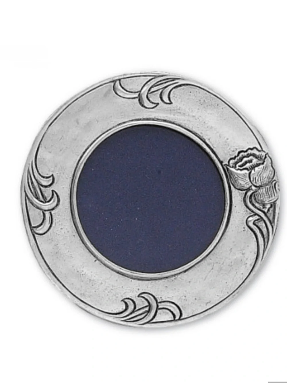Italian Handmade Marinoni Pewter Silver Art Deco Round Picture Photo Frame Mini